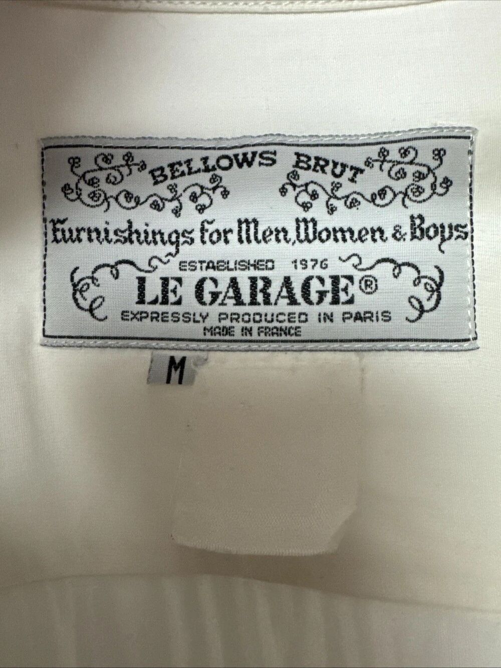 Vintage Bellows Brut Le Garage Paris Button Up Shirt Mens Embroidered M - Picture 2 of 8